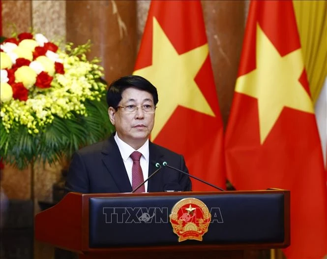 State President Luong Cuong speaks at the ceremony. (Photo: VNA)