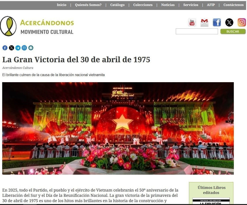 The article on Argentine news outlet Acercandonos Movimiento Cultural (Screenshot photo)
