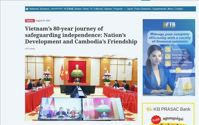 Uch Leang's article on Khmer Times (Photo: VNA)