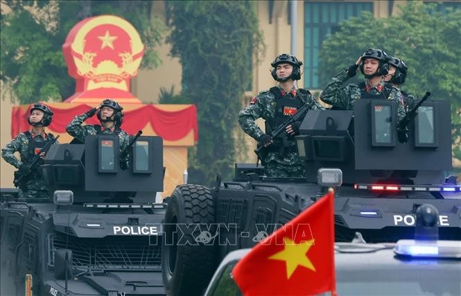 Police's specialised vehicles taking part in the parade at the ceremony (Photo: VNA)