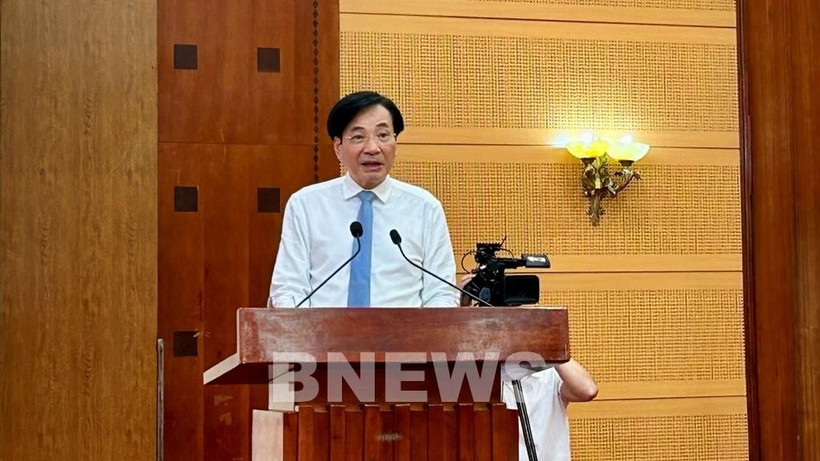 Minister-Chairman of the Government Office Tran Van Son speaks at the press briefing on July 3. (Photo: VNA)
