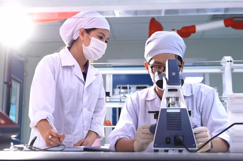 Scientific research at the laboratory of CVI Pharma High-tech Pharmaceutical Factory (Photo: hanoimoi.vn)