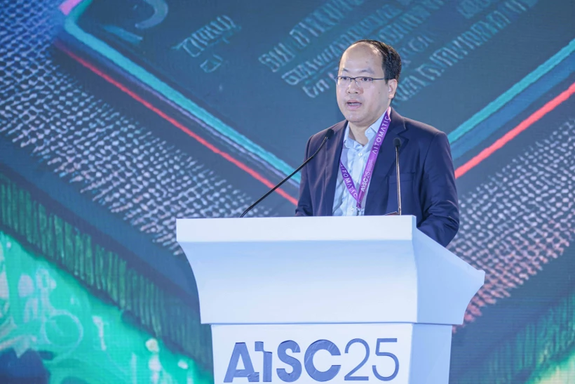 NIC Director Vu Quoc Huy speaks at the AISC 2025. (Photo: VNA)