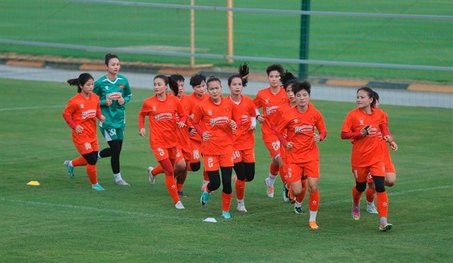 Vietnamese women's players are training in Hanoi for international tournaments in 2025. Vietnam will host the regional ASEAN Women’s MSIG Serenity Cup 2025 in August. (Photo: VFF)