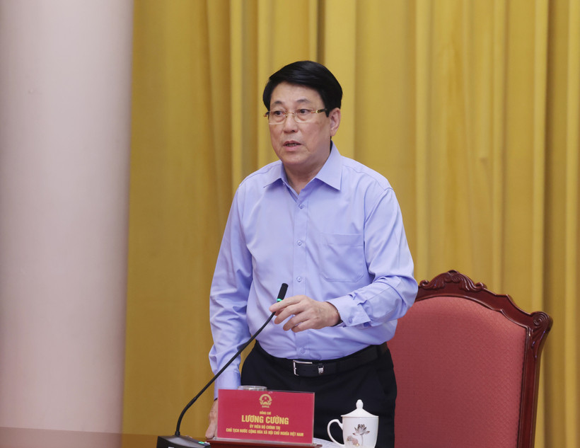 State President Luong Cuong speaks at the working session on June 26 with the Presidential Office (Photo: VNA)
