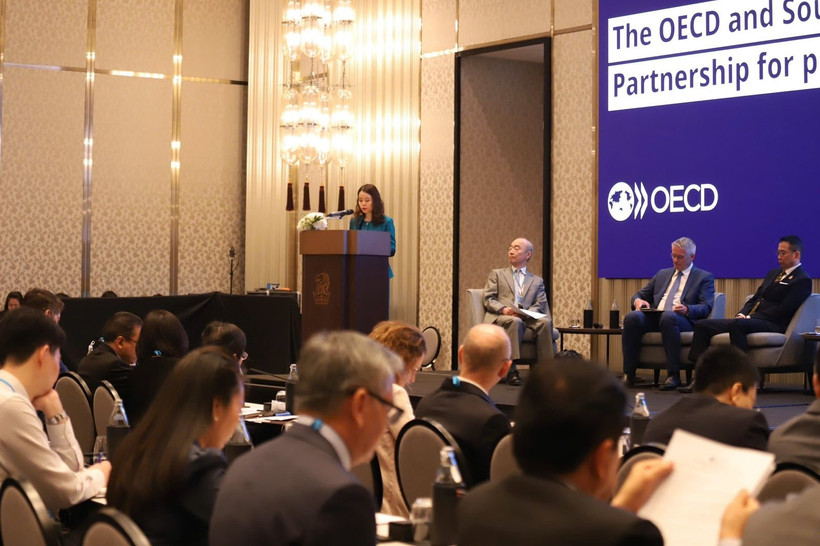 Vietnamese Deputy Minister of Foreign Affairs Nguyen Minh Hang speaks at the 2025 OECD Southeast Asia Regional Forum in Bangkok. (Photo: VNA)