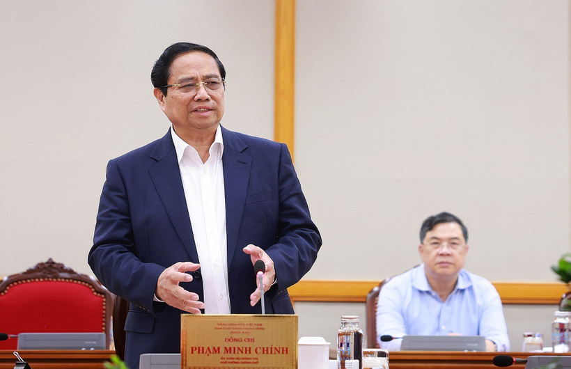PM Pham Minh Chinh at the working session between the Politburo and the standing boards of the Party Committees of An Giang and Lam Dong provinces on September 3 (Photo: VNA)