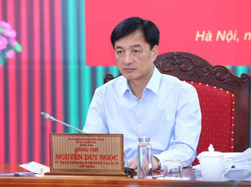 Politburo member and Chairman of the Party Central Committee’s Inspection Commission Nguyen Duy Ngoc at the commission's 56th session in Hanoi on May 29 (Photo: VNA)