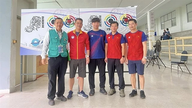 Vietnamese 25m standard pistol team who won gold in the Asian Rifle / Pistol Cup 2025 on February 21 in Bangkok, Thailand (Photo: VSF)