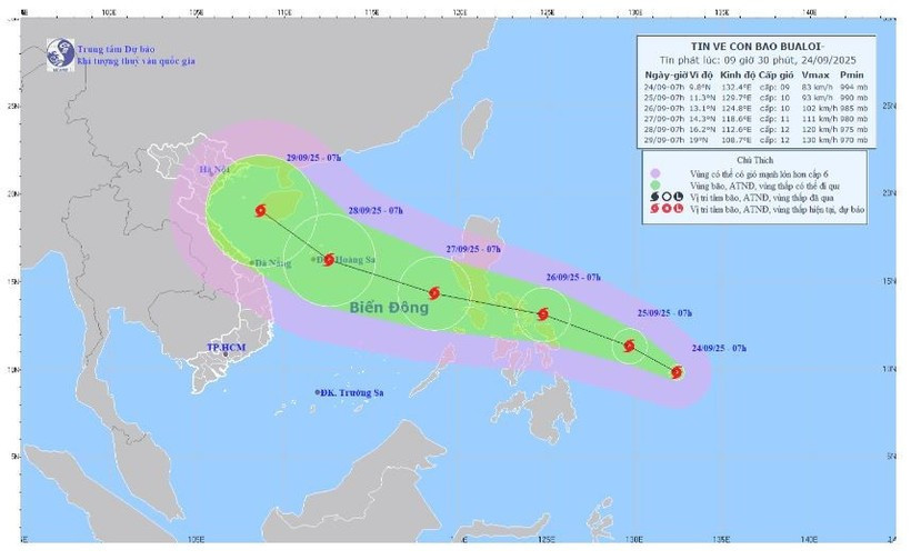 Trajectory of storm No. 10 (Source: National Center for Hydrometeorological Forecasting)
