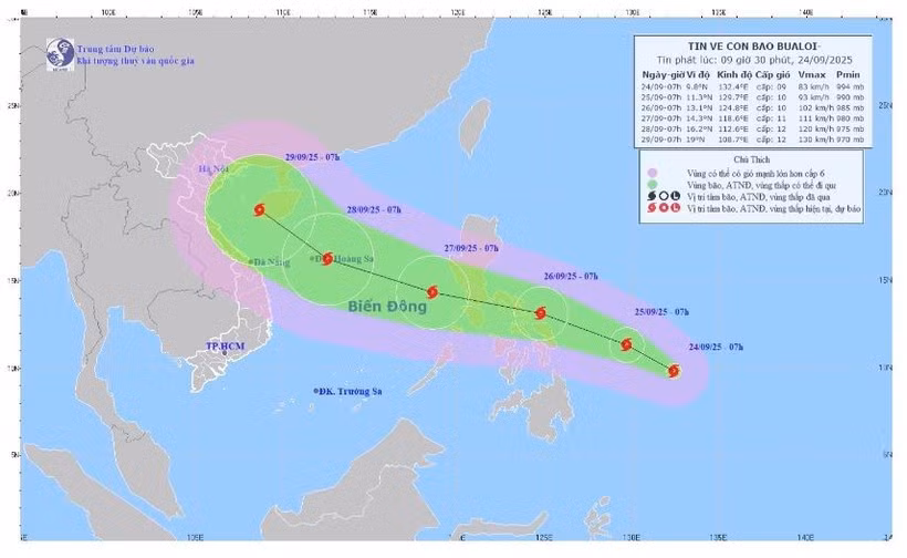 Trajectory of storm No. 10 (Source: National Center for Hydrometeorological Forecasting)