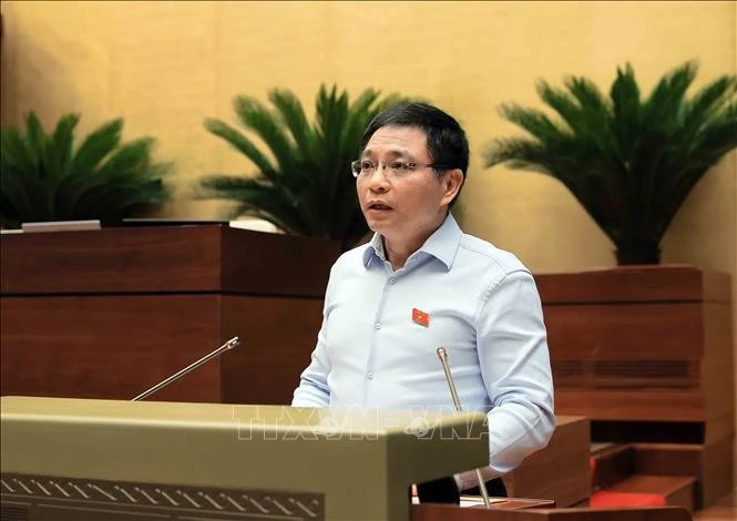 Minister of Finance Nguyen Van Thang at the NA's session on May 15 (Photo: VNA)