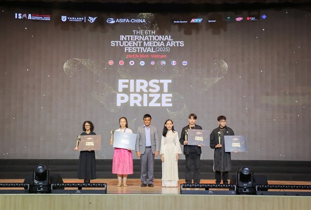 Four first prize winners were announced during the closing ceremony of the International Student Media Art Festival (ISMA 2025) held on July 29 at Van Lang University in HCM City. (Photo Courtesy of VLU)