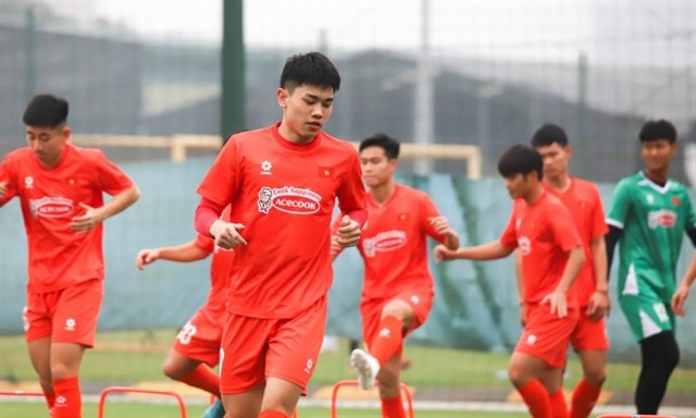 Vietnam's national under-23 football team during the training camp for the 2025 ASEAN U23 Championship. (Photo courtesy of VFF)