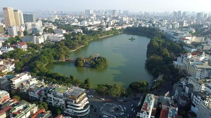 Hoan Kiem Lake, also known as the Lake of the Returned Sword, is a cultural landmark in Hanoi. (Photo: VNA)