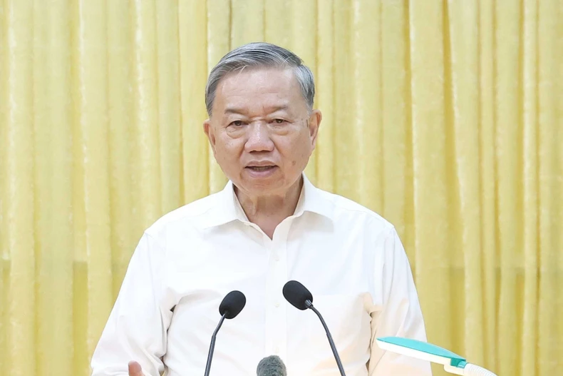 Party General Secretary To Lam calls for concerted efforts from Nam Dinh, Ha Nam and Ninh Binh provinces to complete the organisation of the two-tier administration model by July 1. (Photo: VNA)