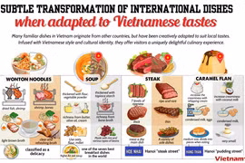 Subtle transformation of international dishes when adapted to Vietnamese tastes