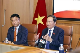 NA Chairman Tran Thanh Man addresses the policy dialogue on promoting Vietnam-Morocco cooperation. (Photo: VNA)