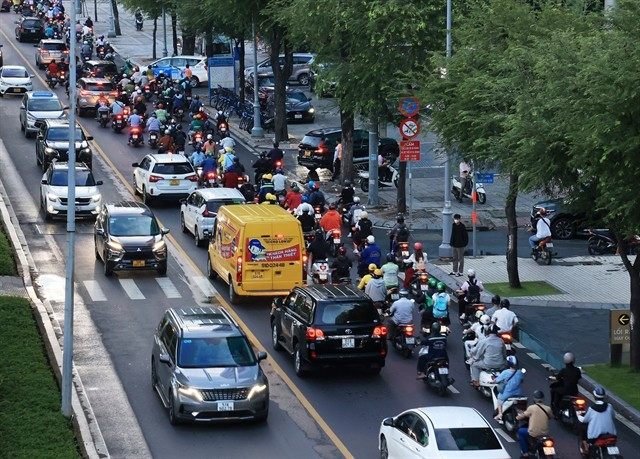 Vehicles on Ton Duc Thang Street in HCM City's Ben Nghe ward. (Photo: VNA)