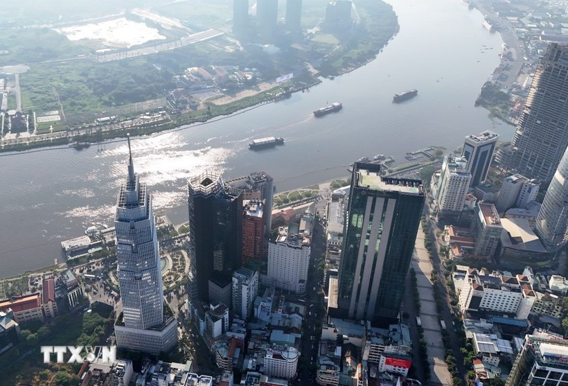 High-rise financial buildings in central Ho Chi Minh City along the Saigon River. (Photo: VNA)