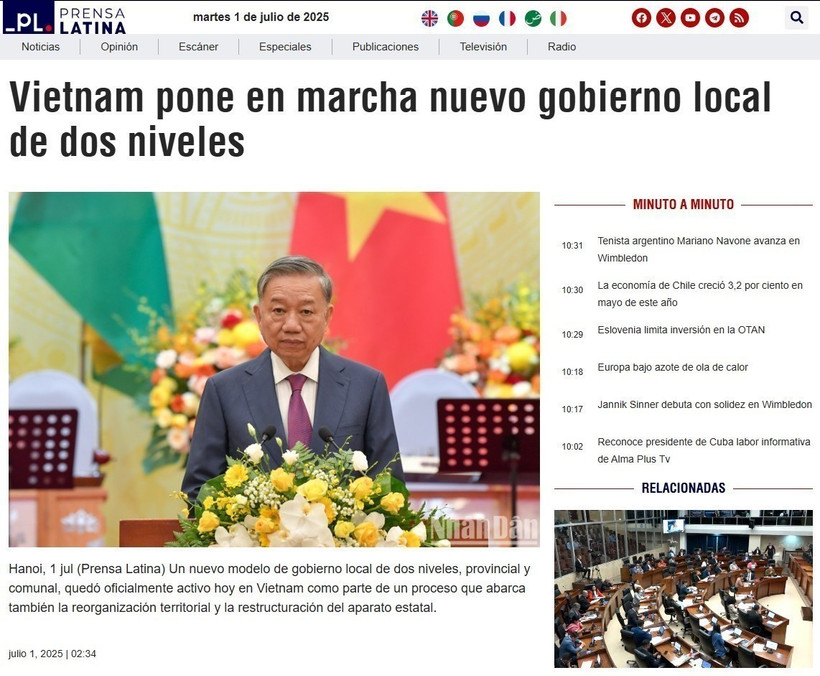 Prensa Latina highlights Vietnam's adoption of a two-tier local government model. (Photo: VNA)
