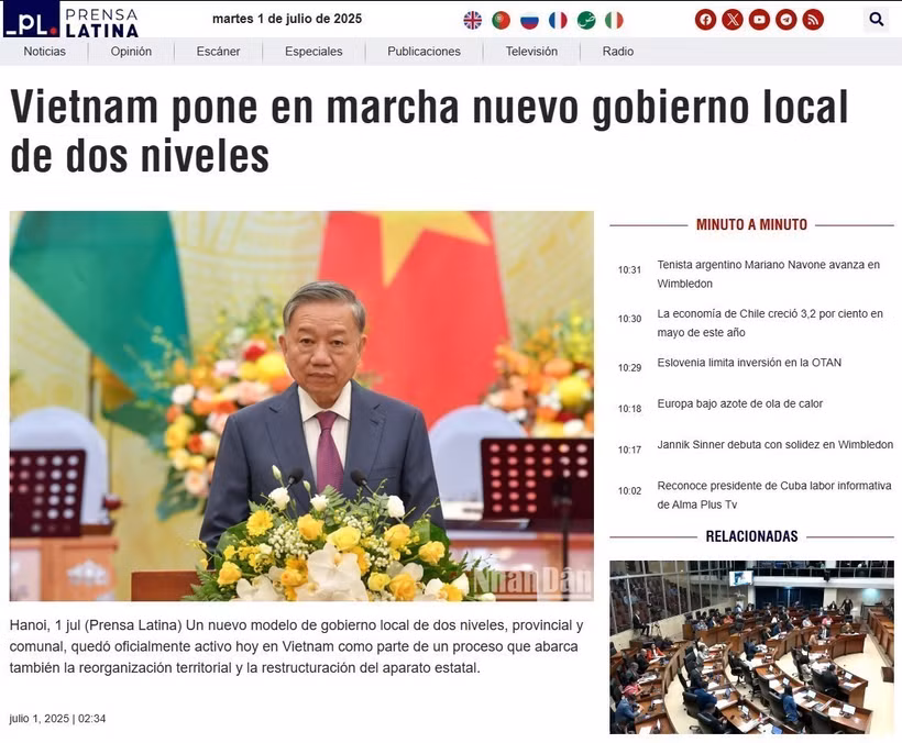 Prensa Latina highlights Vietnam's adoption of a two-tier local government model. (Photo: VNA)
