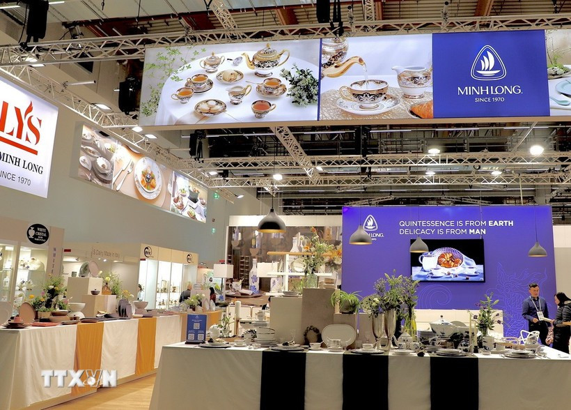 The booth of Minh Long Ceramics at Ambiente 2025 in Frankfurt, Hessen. (Photo: VNA)