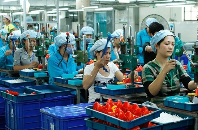 Workers at an electronics factory in the southern province of Dong Nai. (Photo: VNA/VNS)