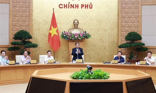 Prime Minister Pham Minh Chinh chairs the Government’s second thematic session on law-making in September. (Photo: VNA)