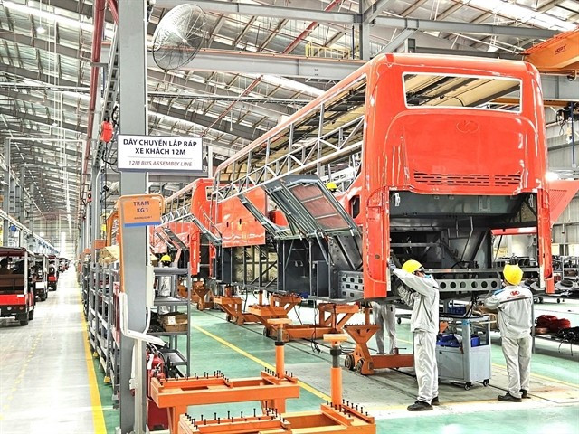 Kim Long Motor's passenger bus assembly line. (Photo of Kim Long Motor)