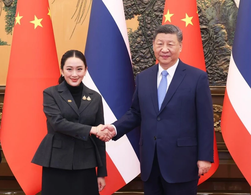 Chinese President Xi Jinping meets with Prime Minister of Thailand Paetongtarn Shinawatra, who is on an official visit to China, at the Great Hall of the People in Beijing on February 6, 2025. (Photo: Xinhua)