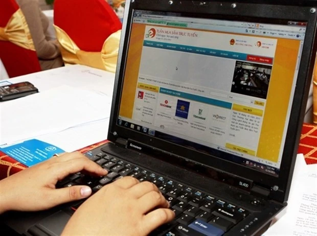 A shopper buys goods online (Photo: VNA)