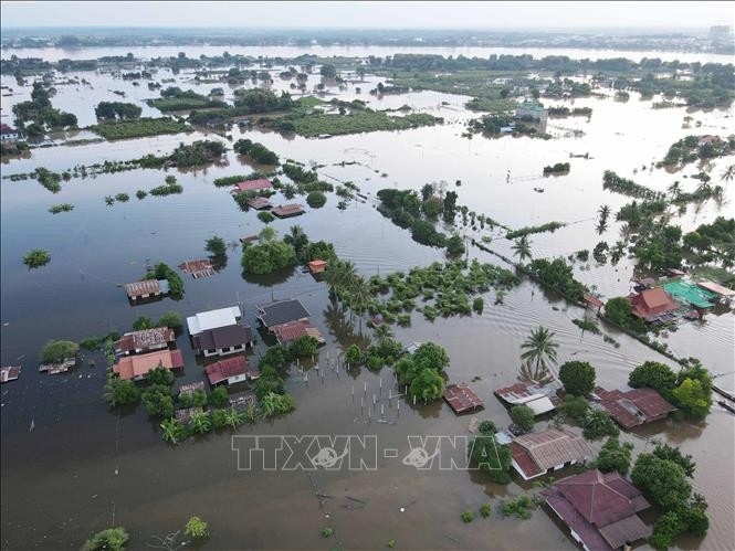 A neighbourhood in Vientiane capital has been flooded. (Illustrative photo: VNA)