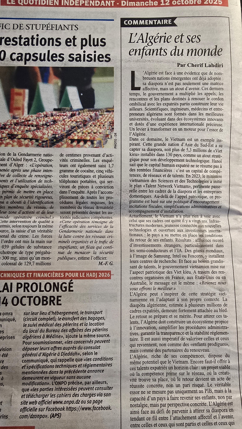 Algerian media reports highlight strong interest in Vietnam’s policies on mobilising overseas Vietnamese resources for national development (Photo: VNA)