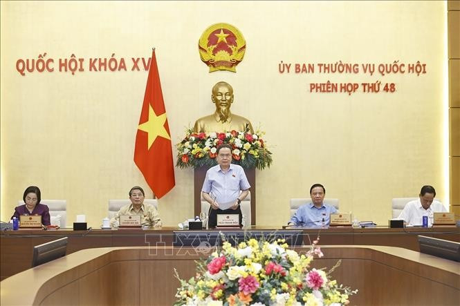 National Assembly Chairman Tran Thanh Man delivers the closing remarks at the 48th session of the NA Standing Committee. (Photo: VNA)