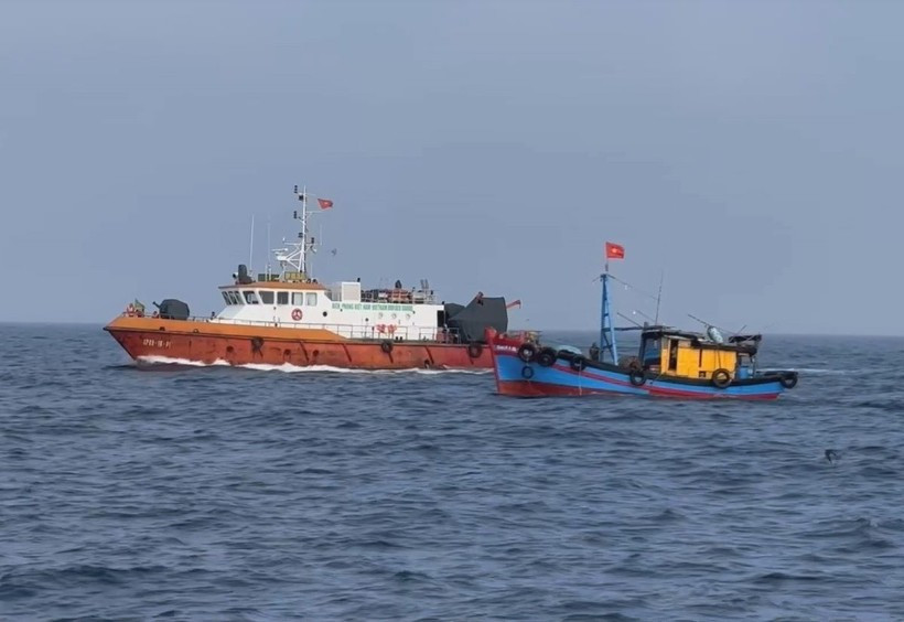 Law enforcement forces patrol and inspect fishing vessels at sea. (Illustrative photo: VNA)