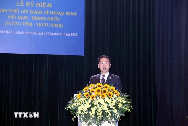 Chinese Ambassador to Vietnam He Wei addresses the event. (Photo: VNA)