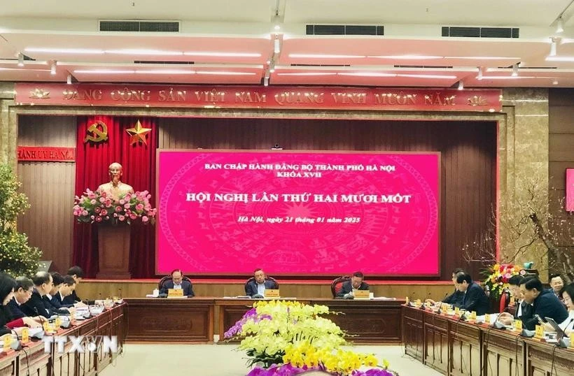 The 21st conference of the 17th Hanoi Party Committee on January 21 (Photo: VNA)