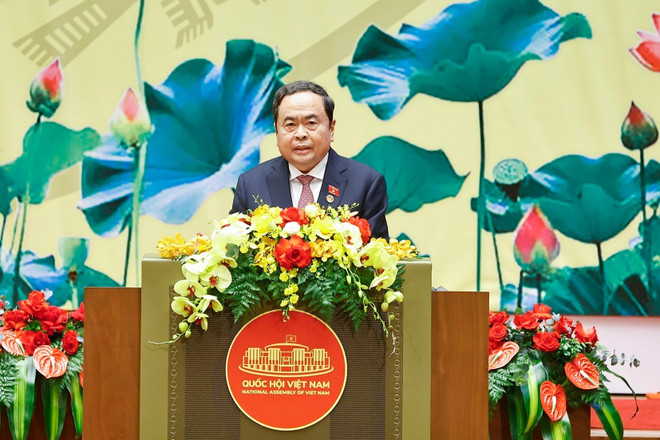 NA Chairman Tran Thanh Man speaks at the ceremony. (Photo: VNA)