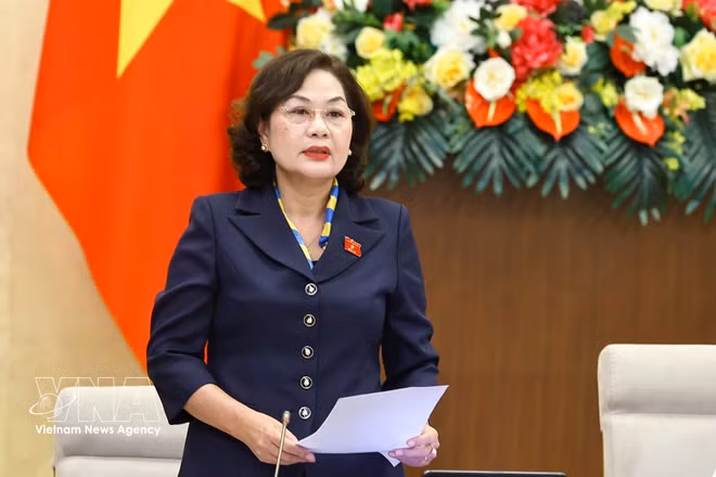 NA Vice Chairwoman Nguyen Thi Hong speaks at the session. (Photo: VNA)