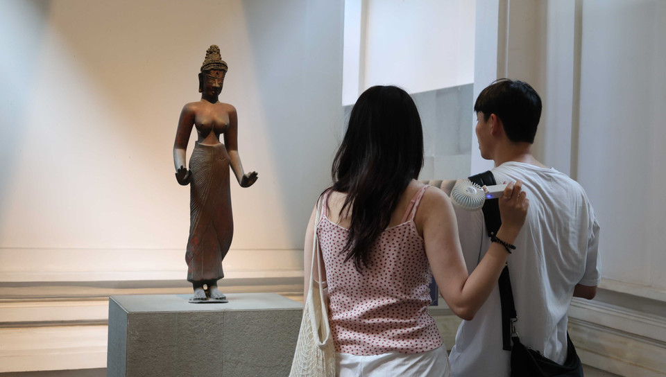 The statue of Bodhisattva Tara - one of 12 national treasures of Cham sculpture. (Photo: VNA)