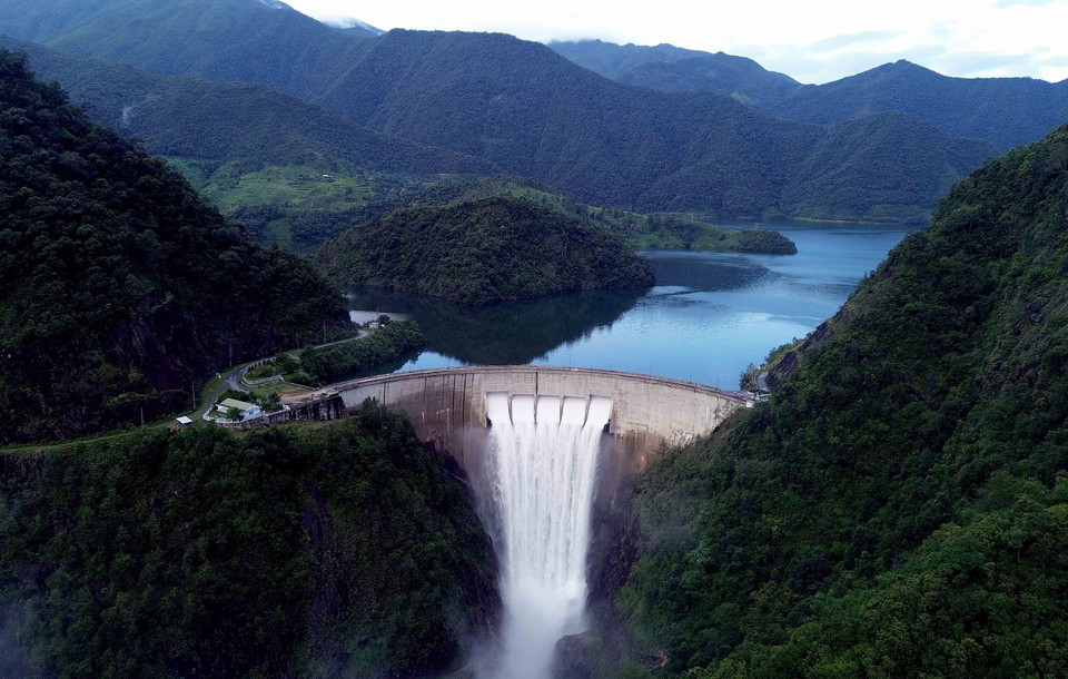An aerial view of Nam Chien hydropower dam. (Photo: VNA)