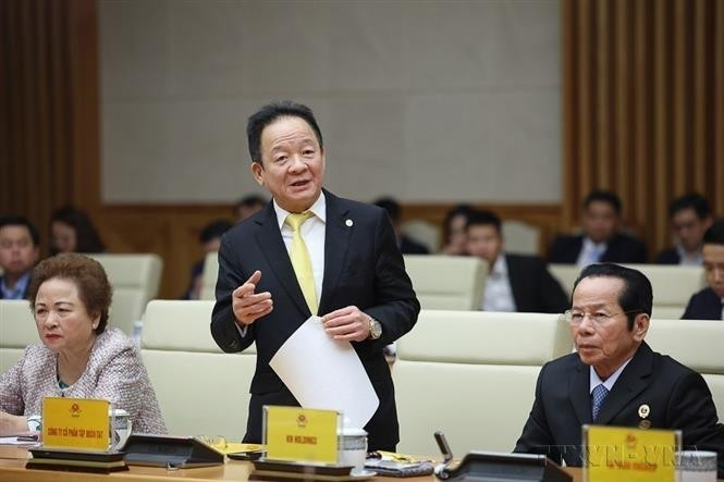 Vietnamese entrepreneurs are becoming an increasingly important force, a driving engine of the country’s renewal under the Party’s leadership. In the photo: Do Quang Hien, Chairman of T&amp;T Group, speaks at the Government–Business Meeting discussing measures to help the private sector accelerate breakthroughs for rapid and sustainable national development in the new era (2025). (Photo: VNA)
