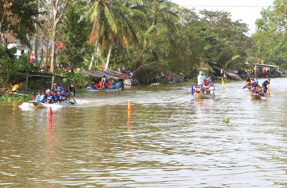 Teams compete over a distance of 600 meters. (Photo: VNA)