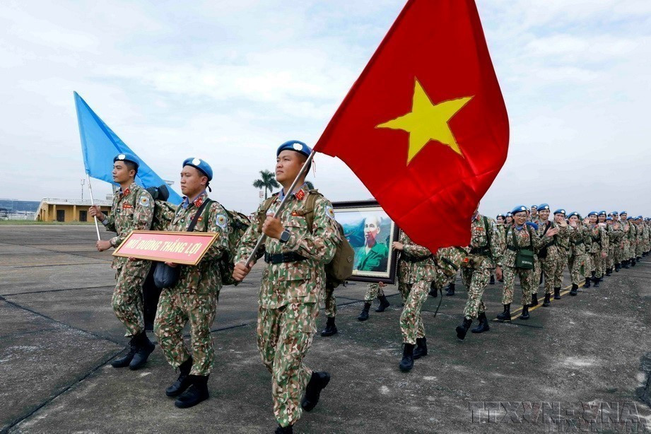 The second Vietnamese engineering unit departs for a UN peacekeeping mission at the UN Interim Security Force for Abyei (UNISFA), August 2023. (Photo: VNA)
