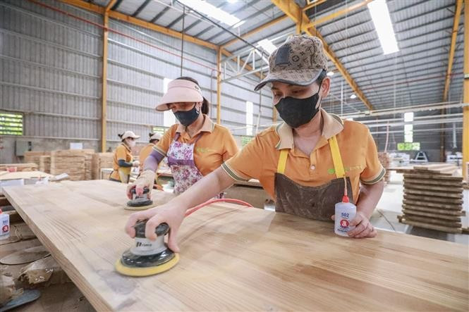 Wood product manufacturing provides stable jobs for many local workers. (Photo: VNA)