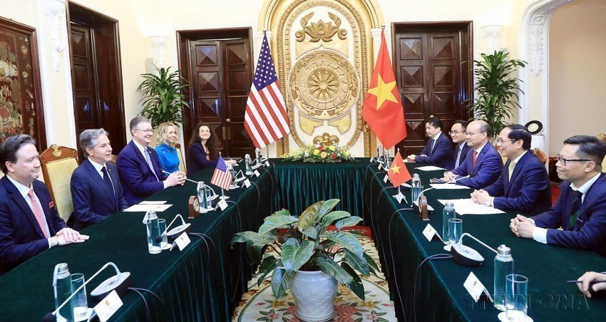 Foreign Minister Bui Thanh Son holds talks with US Secretary of State Antony Blinken during his visit to Vietnam, April 14–16, 2023. (Photo: VNA)