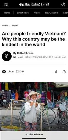 The articles by journalist Cath Johnsen on New Zealand Herald. (Photo: VNA broadcasts)