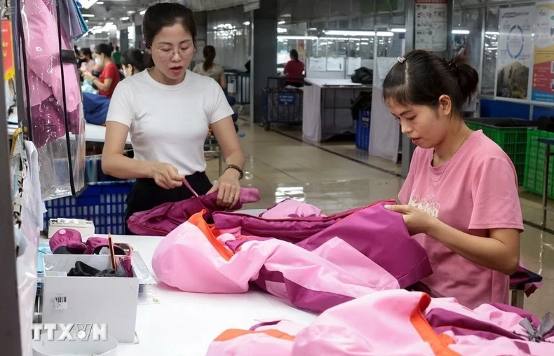 Garments for export to the EU market being produced at TNG Garment Corporation. (Photo: VNA)