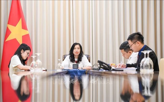 Vietnamese Deputy Minister of Foreign Affairs Le Thi Thu Hang during the talks. (Photo: VNA)